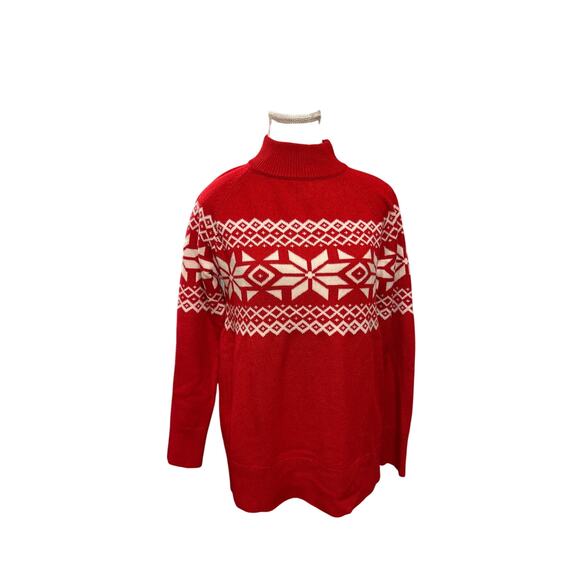 Talbots | Red/White Holiday Mock Turtleneck Sweater | Small - Picture 1 of 10